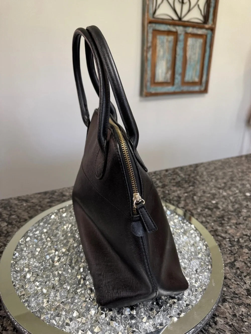 Isaac Mizrahi Black Dome Satchel Handbag